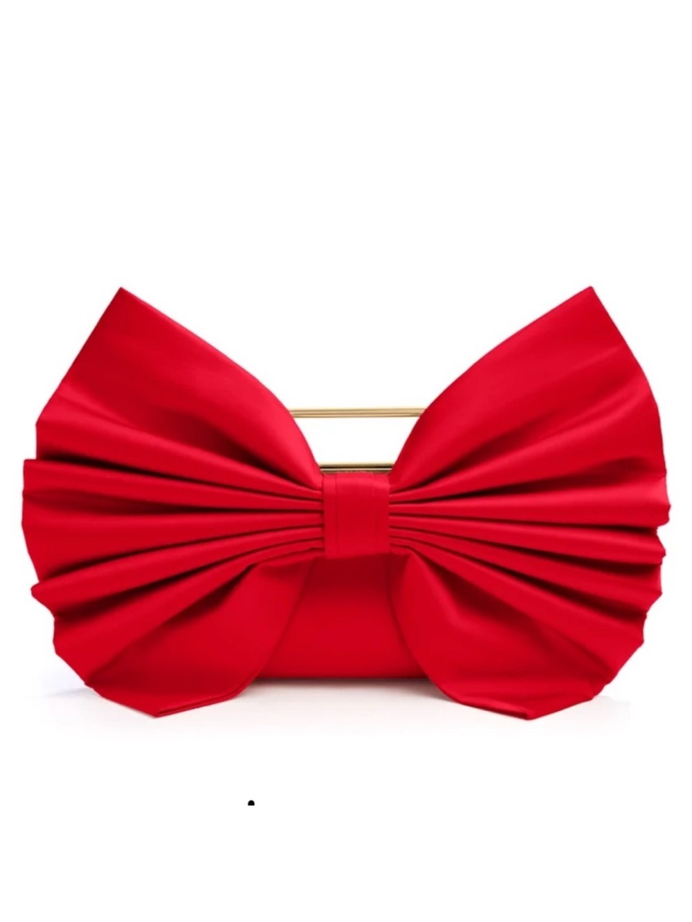 Alice + Olivia Red Satin Bow Clutch with Gold Accent
